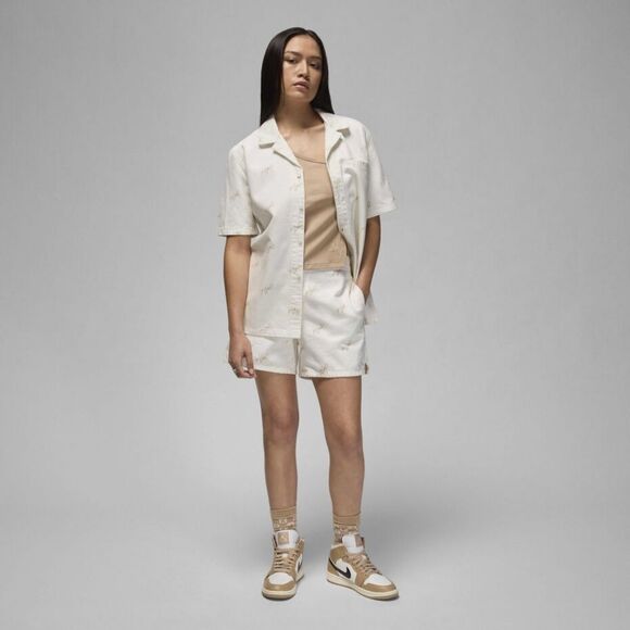 Nike Air Jordan MVP Flight Denim Jean Shorts White Beige Women's Large L AOP New - Picture 14 of 14